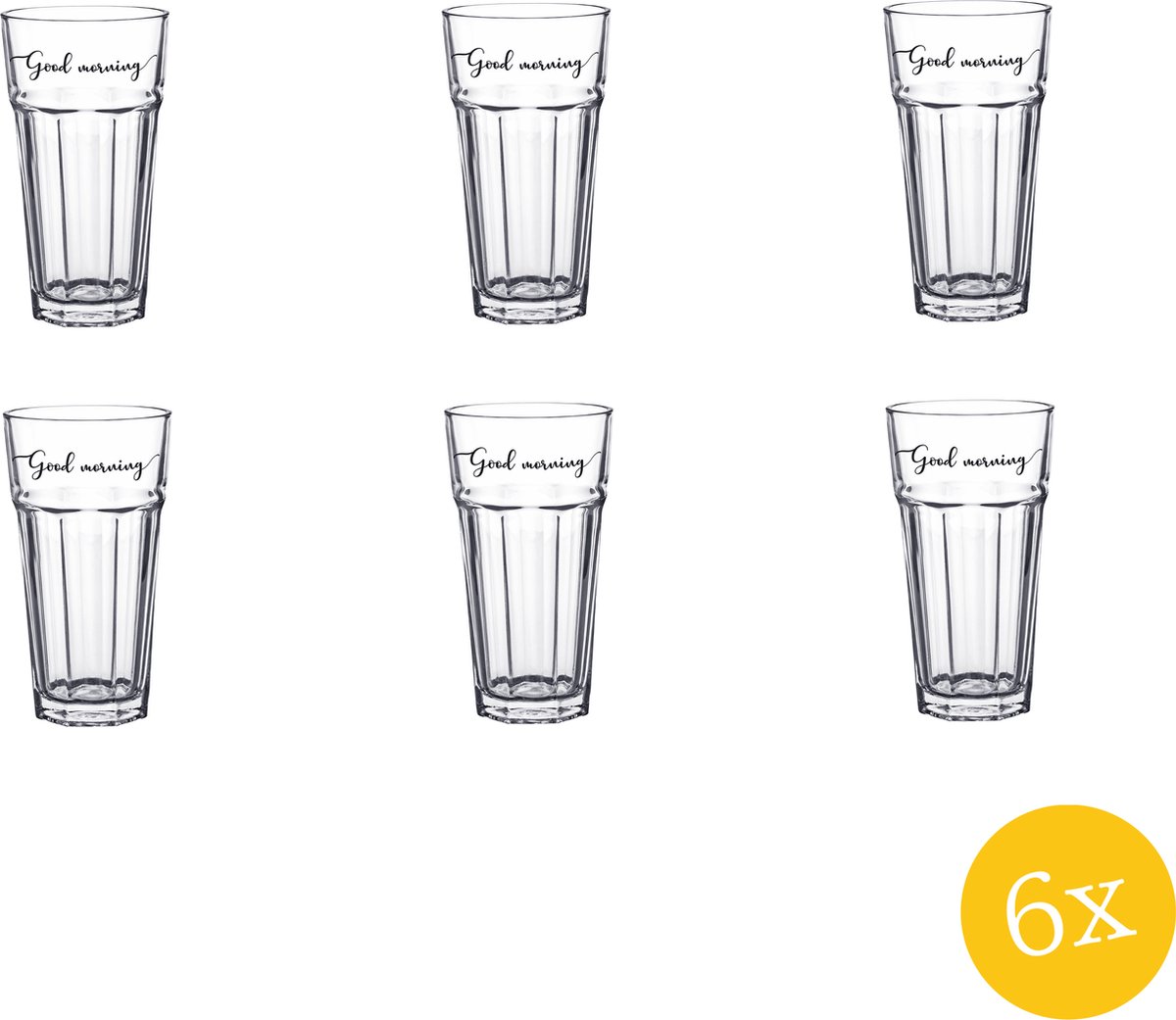 Clayre & Eef Waterglas set van 6 stuks 320 ml Glas Good morning Drinkbeker