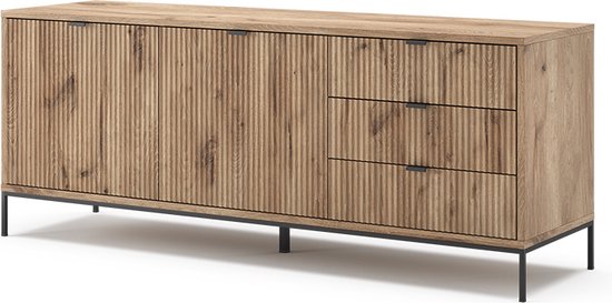 Vicco Meuble TV Eliza, Chêne Viking , 150,1 x 60 cm avec 3 tiroirs, 2 portes