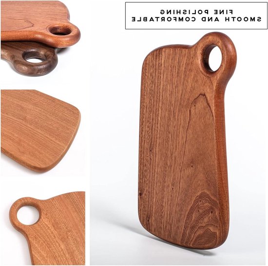 Nuenen 10 stuks ronde houten snijplank met handvat, houten serveerplank, keuken snijplanken voor pizza, brood, kaas, charcuterie, fruit, groenten (amboo