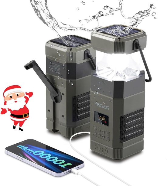 Raddy SL10 Draagbare en oplaadbare zwengelradio, campingzaklamp, 10.000 mAh, noodgevallen, bluetooth-luidspreker, IPX6, crankdynamo op FM, zaklamp, SOS- alarm voor buiten Raddy SL10 Draagbare en oplaadbare zwengelradio, campingzaklamp, 10.000 mAh, noodgevallen, bluetooth-luidspreker, IPX6, crankdynamo op FM, zaklamp, SOS- alarm voor buiten