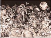 Poster kinderen - Jungle - Dieren - Kinderen - Bomen - Planten - Muurdecoratie kinderkamer - 80x60 cm - Kinder decoratie - Poster kinderkamer