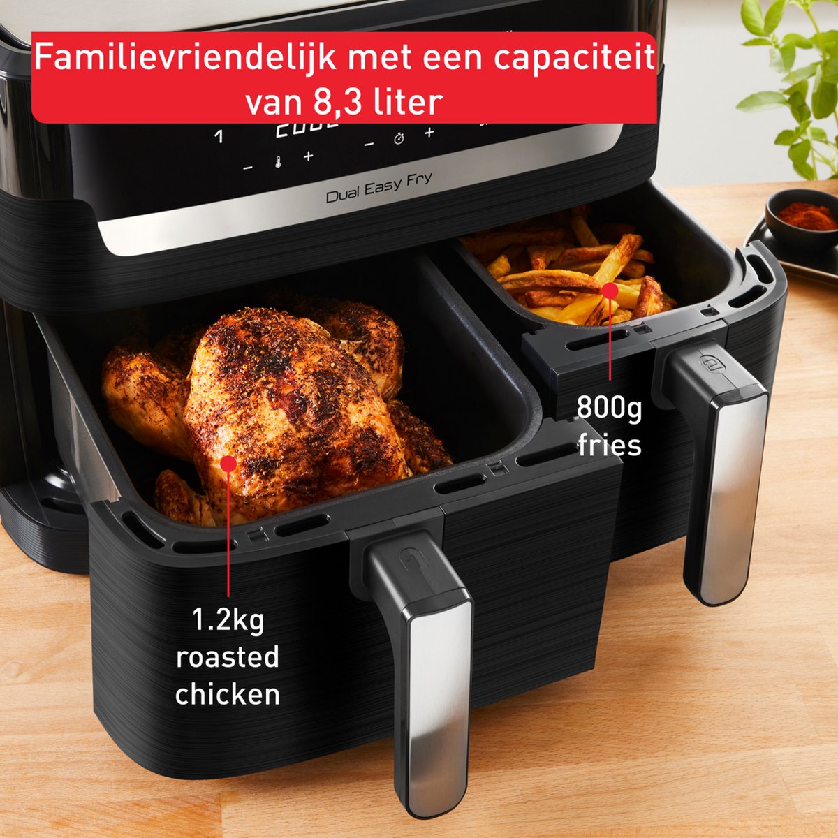 Tefal Dual Easy Fry & Grill Easy Fry Dual EY9018 XXL heteluchtfriteuse met dubbele lades zwart thumbnail 6