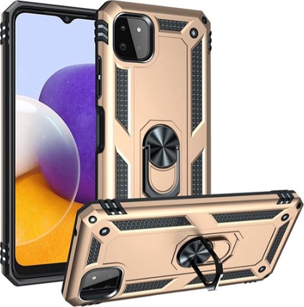 Samsung A22 5G Hybrid Armor Anti Shock Hoesje Goud