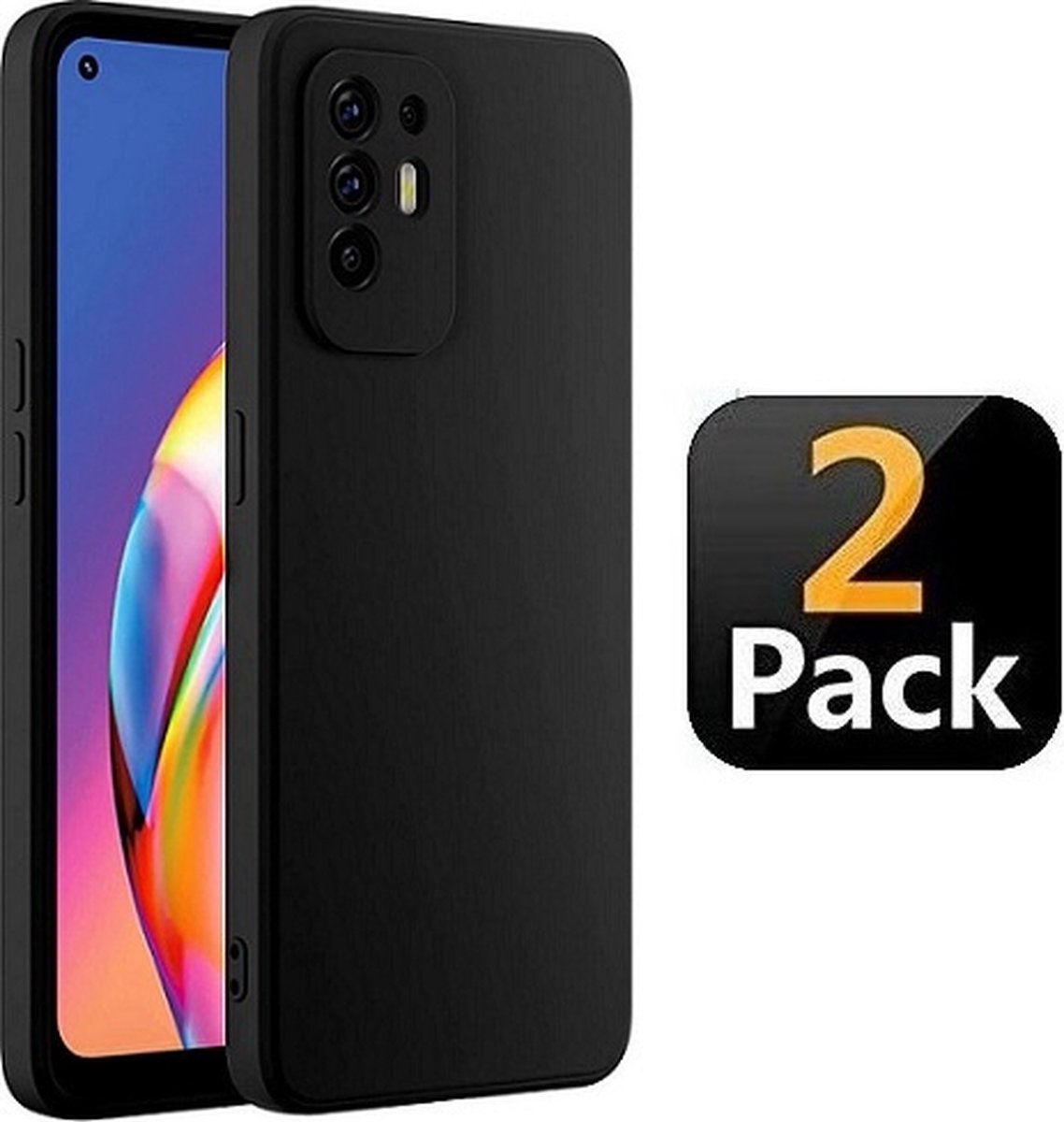 Oppo A94 Hoesje Siliconen TPU Zwart 2x