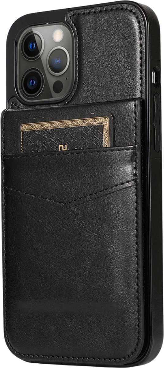 Hoesje geschikt voor iPhone 16 - Backcover - Pasjeshouder - Portemonnee - Kunstleer - Zwart