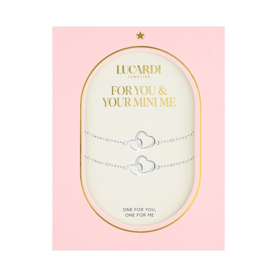 Zilverkleurige armbanden set 'For you & your mini me' met twee armbanden met hartjes.