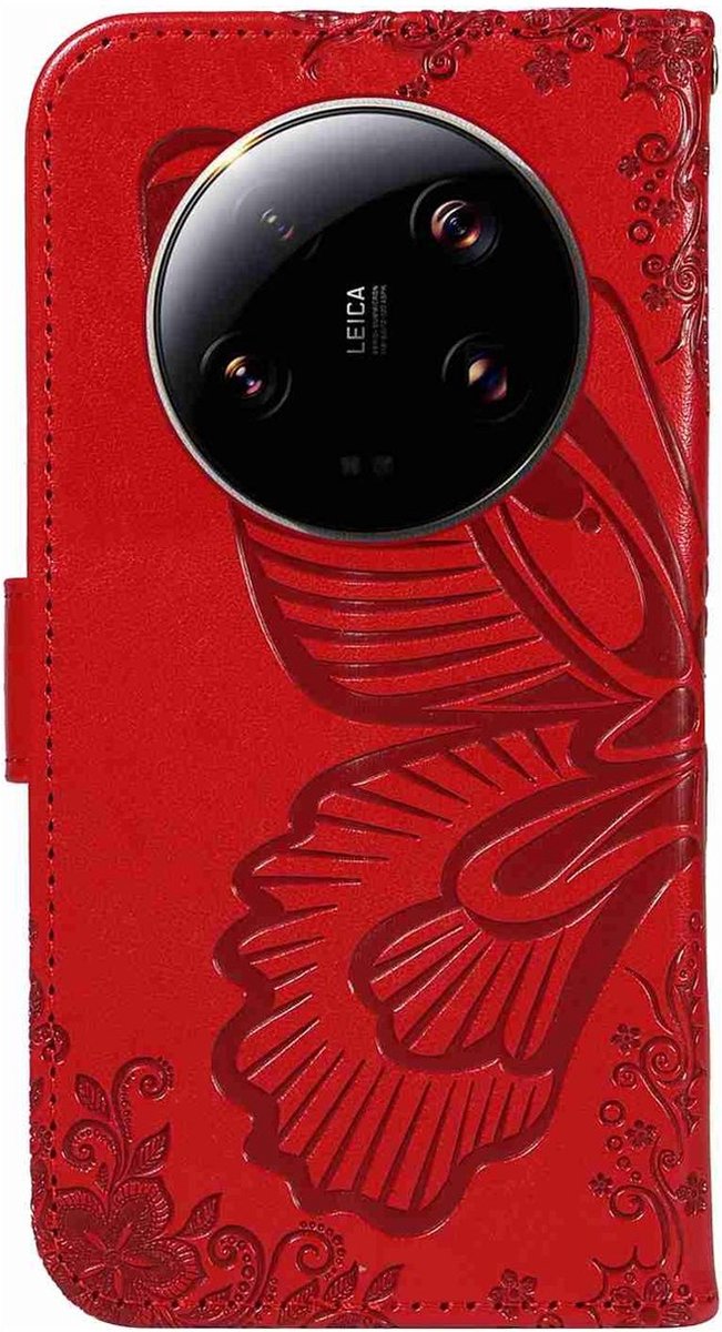 Mobigear Telefoonhoesje geschikt voor Xiaomi 13 Ultra Hoesje | Mobigear Butterfly Bookcase Portemonnee | Pasjeshouder voor 2 Pasjes | Telefoonhoesje voor Pinpas / OV Kaart / Rijbewijs - Rood
