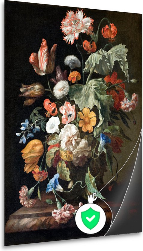 Stilleven met bloemen - Rachel Ruysch poster - Bloemen muurdecoratie - Poster Natuur - Wanddecoratie modern - Poster slaapkamer - Woonkamer accessoires poster 50x75 cm