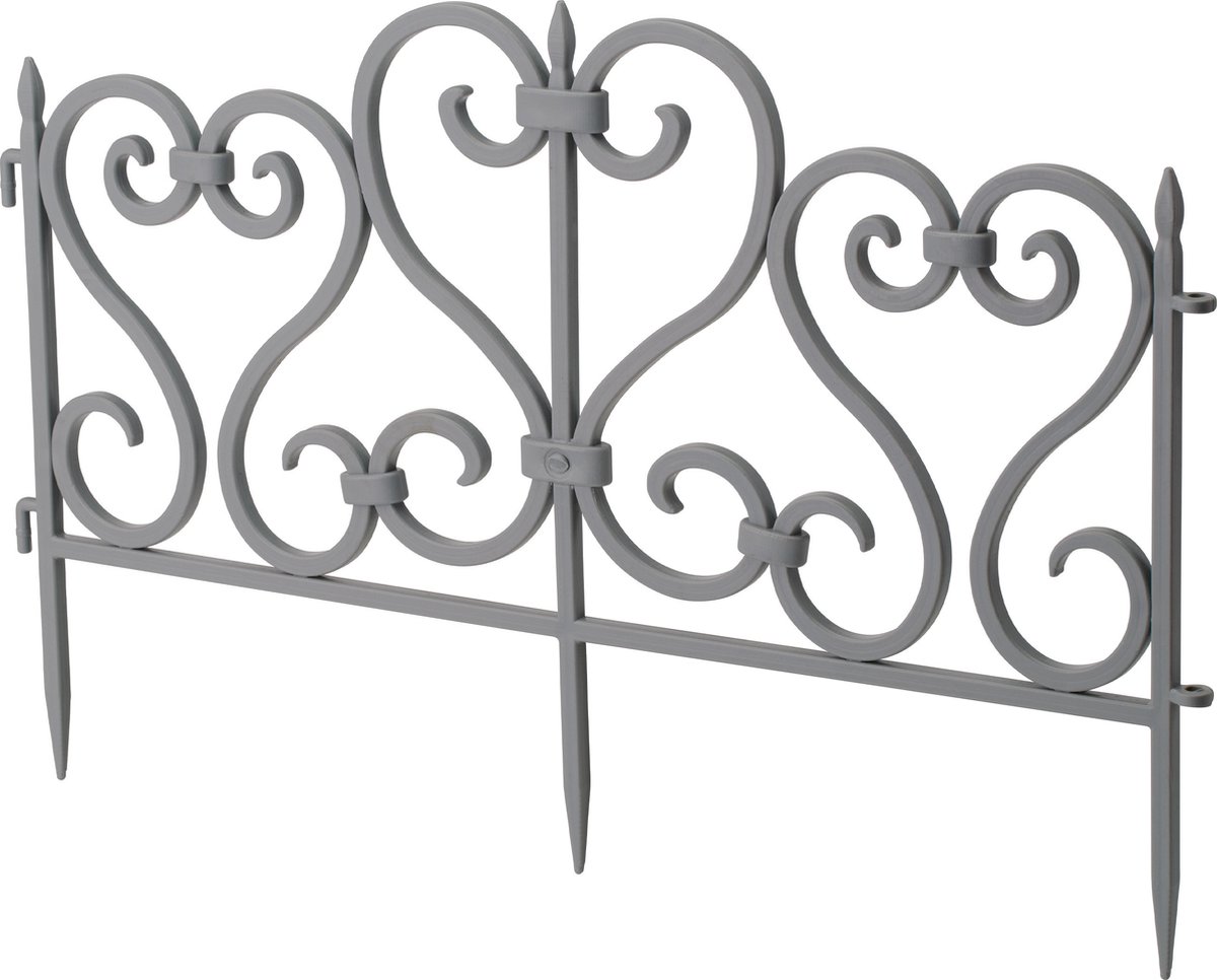 Formplast Tuinhekjes - 10x stuks - kunststof - 250 cm - grijs - borderrand - tuinafscheiding