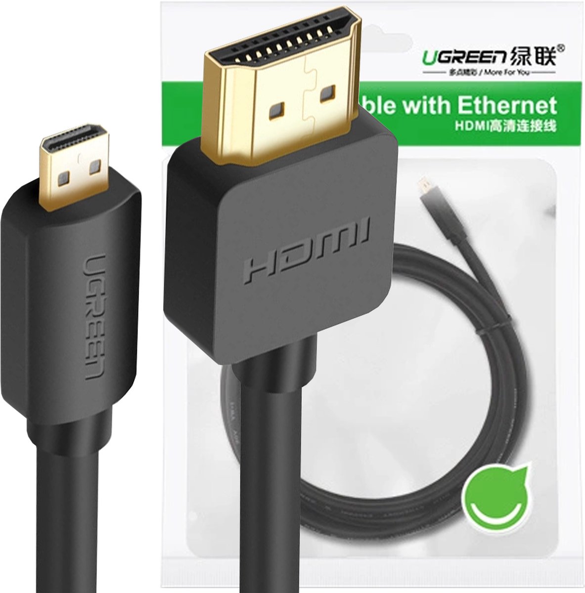 Ugreen - HD127 - micro HDMI - HDMI 2.0 kabel - 2 - m - zwart