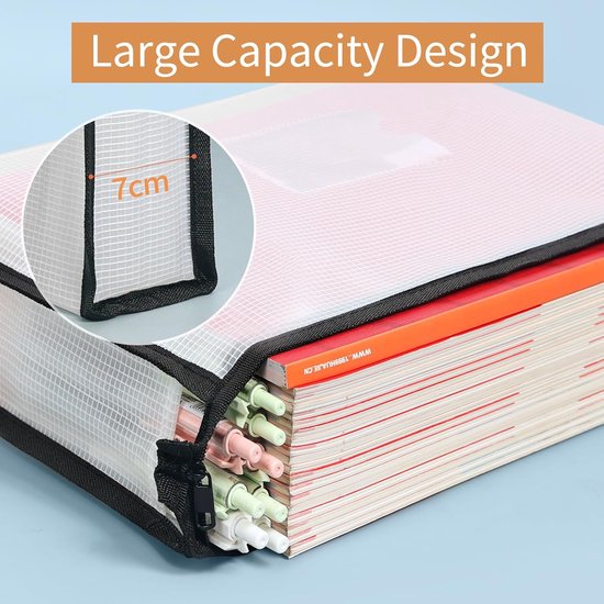 Vicloon Plastic Portemonnees A4, 5 Stuks A4 Ritssluitingszakken Document Portemonnee Documentmappen Plastic Zakken met Rits voor School Kantoor Huiswerk Reisopbergzakken