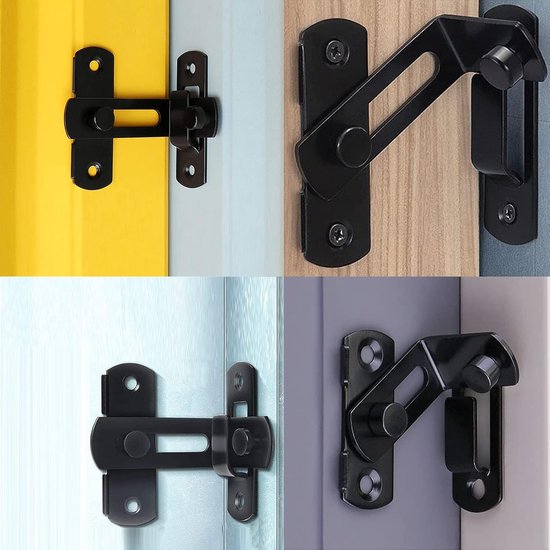 Set de 3 serrures de Serrures de porte coulissante à Angle droit, boucle de serrure de porte en acier inoxydable avec Set de 12 Vis