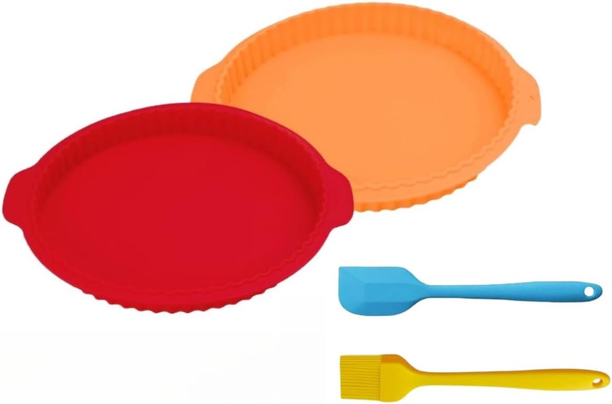 Bakevormen Set van Twee Stuks voor Diverse Desserts, Incl. Bakborstel en Spatel