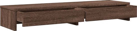 vidaXL - Support pour moniteur - avec - tiroirs - 100x27x15 - cm - bois - marron - couleur chêne