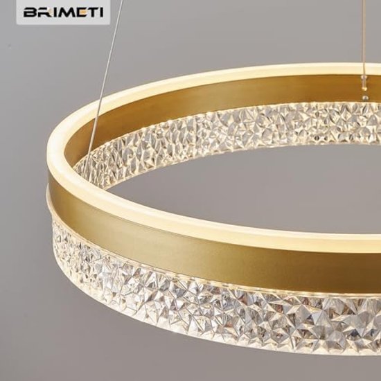KSIBNW Moderne led-hanglamp, 3 ringen, voor eettafel, dimbaar, met afstandsbediening, acryl, verstelbare cirkel, hanglampen voor eetkamer, woonkamer, 3000 K-6500 K, zwart