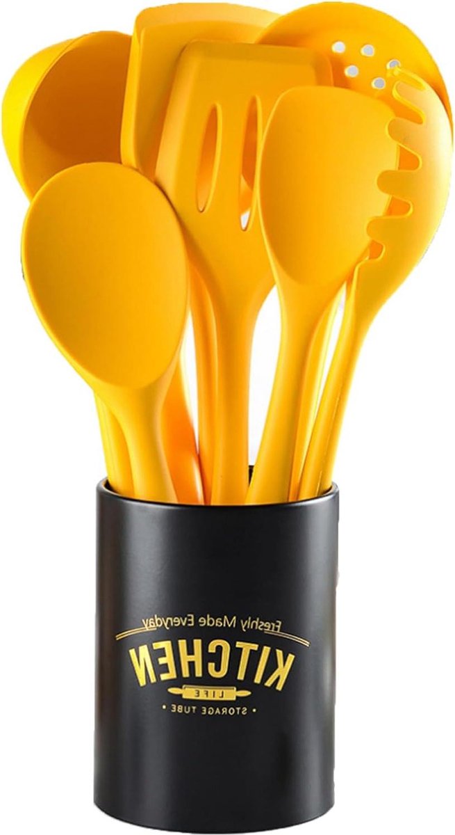 Kookgerei Set - Non Stick Siliconen Kookgerei Spatel Set met Houder - Turner Soeplepel Tool Set - Keuken Gadgets