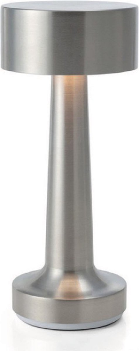 Luxus Europe - Draadloze Tafellamp Touch - Sara - Zilver - 21cm - Tafellamp Slaapkamer - Decoratieve tafellamp - Oplaadbaar - Dimbaar