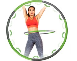 Tunturi Fitness Hoelahoep - Fitness hoepel - Fitness hulahoop - 1,2 kg - Groen/Grijs - Incl. gratis fitness app