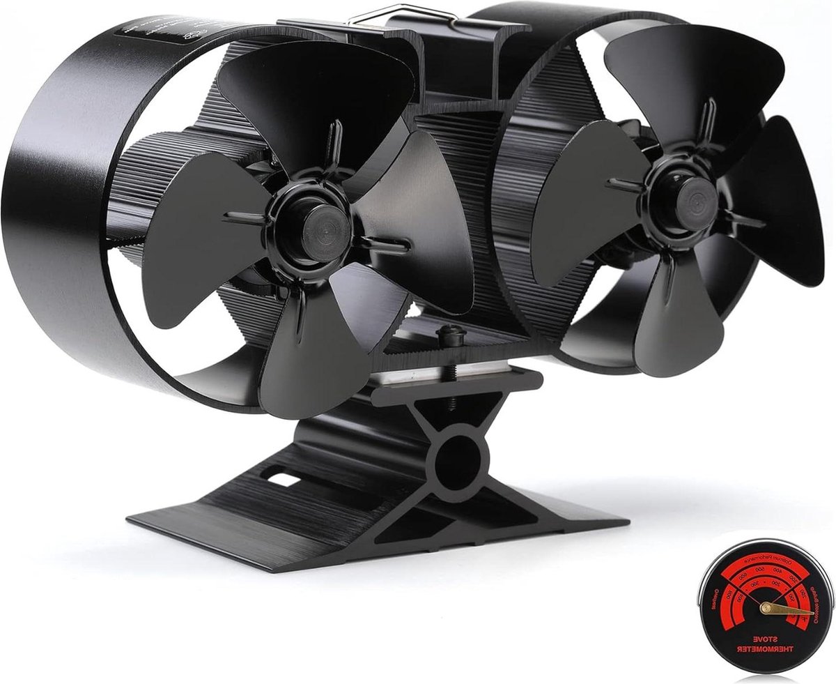 Kachelventilator 8 bladen voor grote ruimtes - warmte aangedreven - houtkachels - milieuvriendelijk