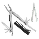 Cheqo® Multitool 25-in-1 Plein air Toolkit - Couteau de poche, tournevis, pinces, décapsuleur, embouts - Acier inoxydable - 16 cm - Avec sac de rangement