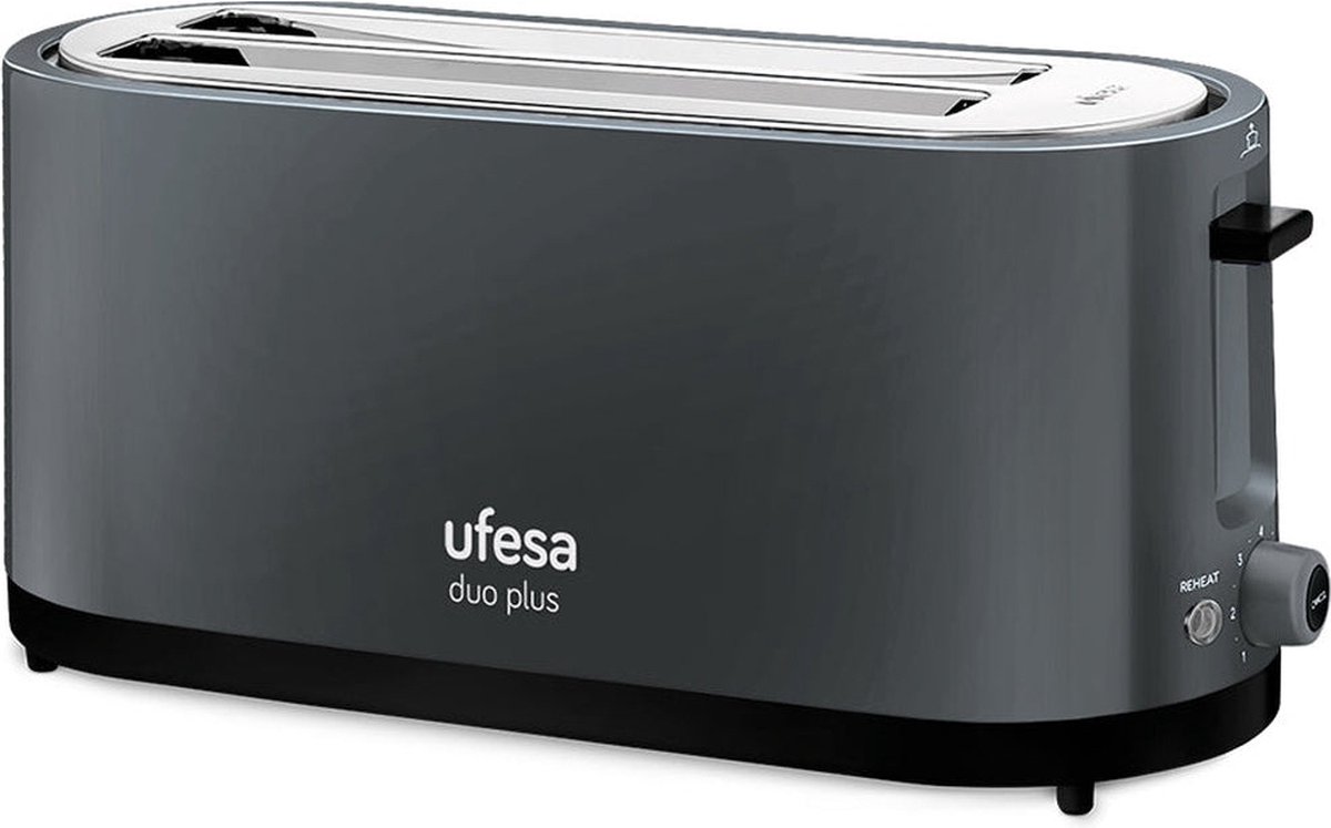 Ufesa TT7575 DUO PLUS - Broodrooster - 2 Sneetjes - 1400W - Grijs