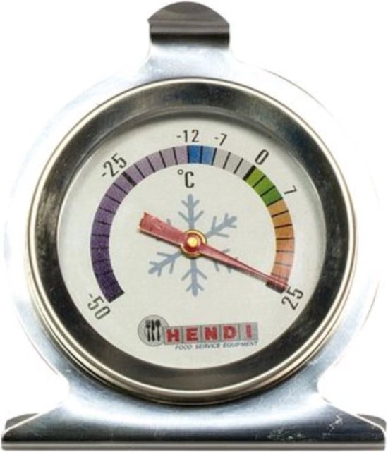 RVS koelkastthermometer met wijzerplaat, schaal van -50 tot 25 graden Celsius, HENDI FOOD SERVICE EQUIPMENT.