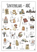 Affiche ABC Sinterklaas - 30 x 40 cm - Une affiche unique avec des illustrations reconnaissables et dessinées à la main de Sinterklaas