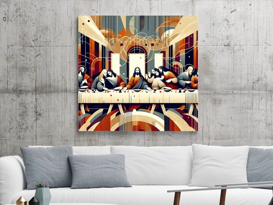 Abstract laatste avondmaal schilderij | Symbolisch spel van vormen en ...