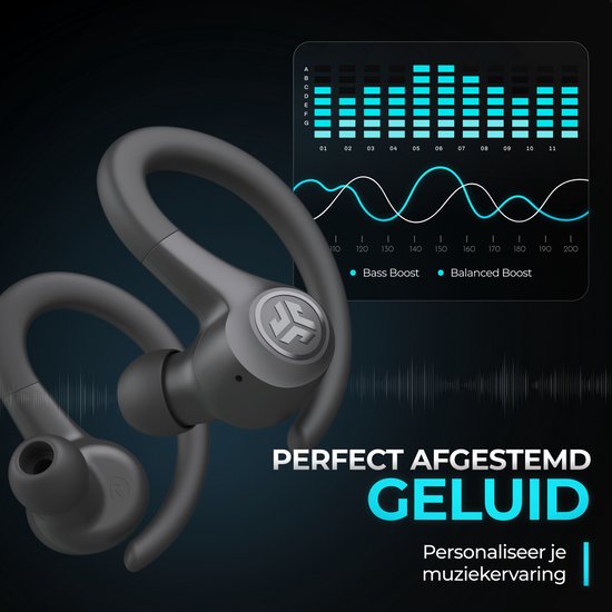 JLab GO Sport Draadloze Oordopjes – Oortjes draadloos - Bluetooth - 35 uur Speeltijd - IP55 Waterbestendig - Aanpasbare EQ3 instellingen - Hardlopen - Zwart