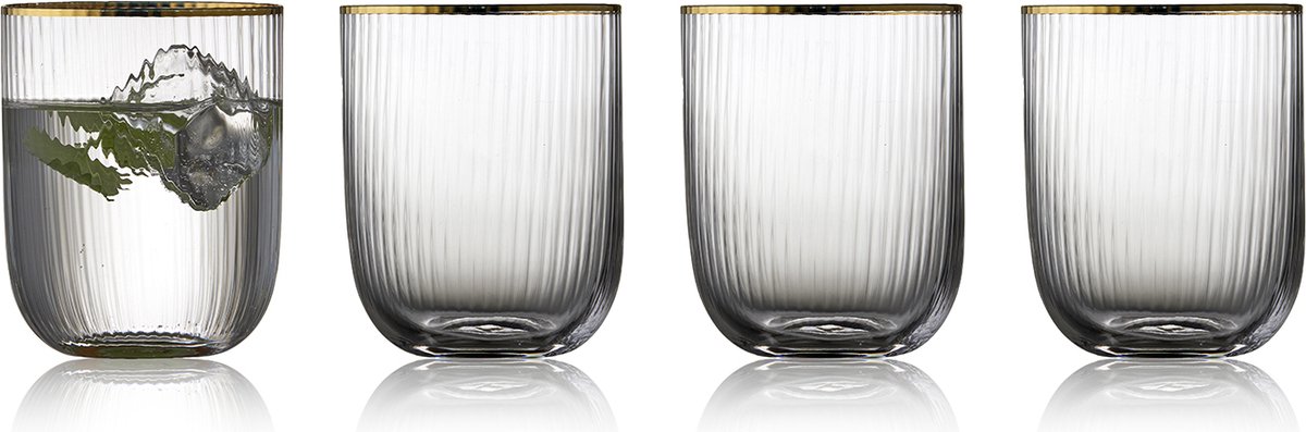 Lyngby Glas Palermo Gold waterglazen - 350 ml - set van 4 - drinkglazen set, cocktailglazen