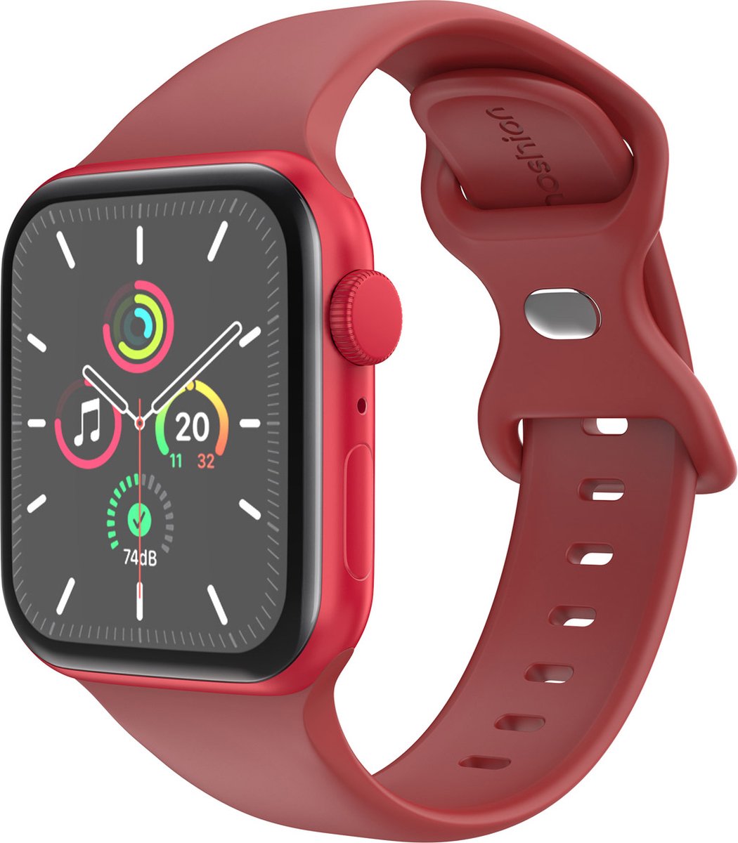 iMoshion Siliconen⁺ bandje geschikt geschikt voor Apple Watch Series 1 / 2 / 3 / 4 / 5 / 6 / 7 / 8 / 9 / SE / Ultra (2) - 42 / 44 / 45 / 49 mm - Wine - Maat M/L