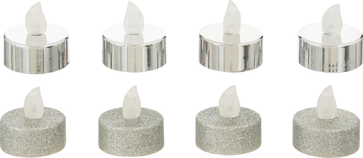 Feeric lights and christmas LED theelichtjes/waxinelichtjes - 8x -zilver