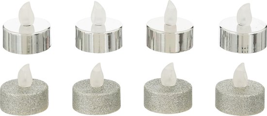Feeric lights and christmas LED theelichtjes/waxinelichtjes - 8x -zilver