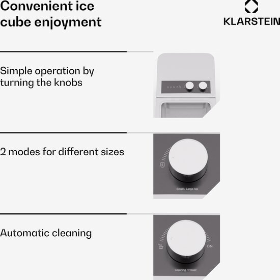 Klarstein Icecraft Ice Cube Maker - 12 kg per dag - Ijsblokjes in 6 minuten - 2 Maten - Automatische reiniging - Ijsblokjesmaker - 150 W - Ijsblokjesdispenser - Wit van Merkloos — afbeelding 4