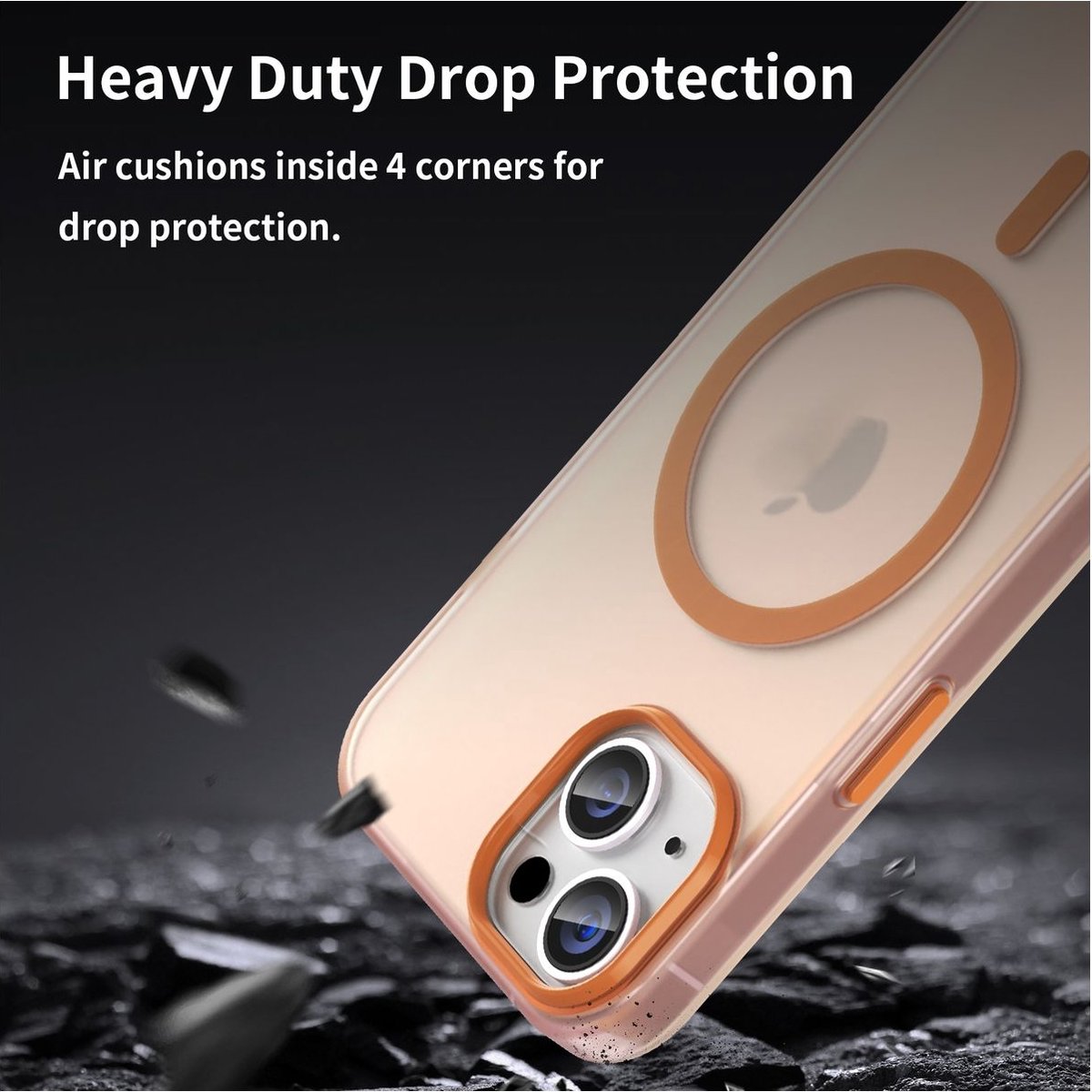 Mobigear Hoesje geschikt voor Apple iPhone 16 Plus MagSafe Telefoonhoesje Flexibel TPU | Mobigear Shockproof Backcover | Geschikt voor MagSafe | Geschikt voor Draadloos Opladen met Magnetische Ring | MagSafe Case - Oranje