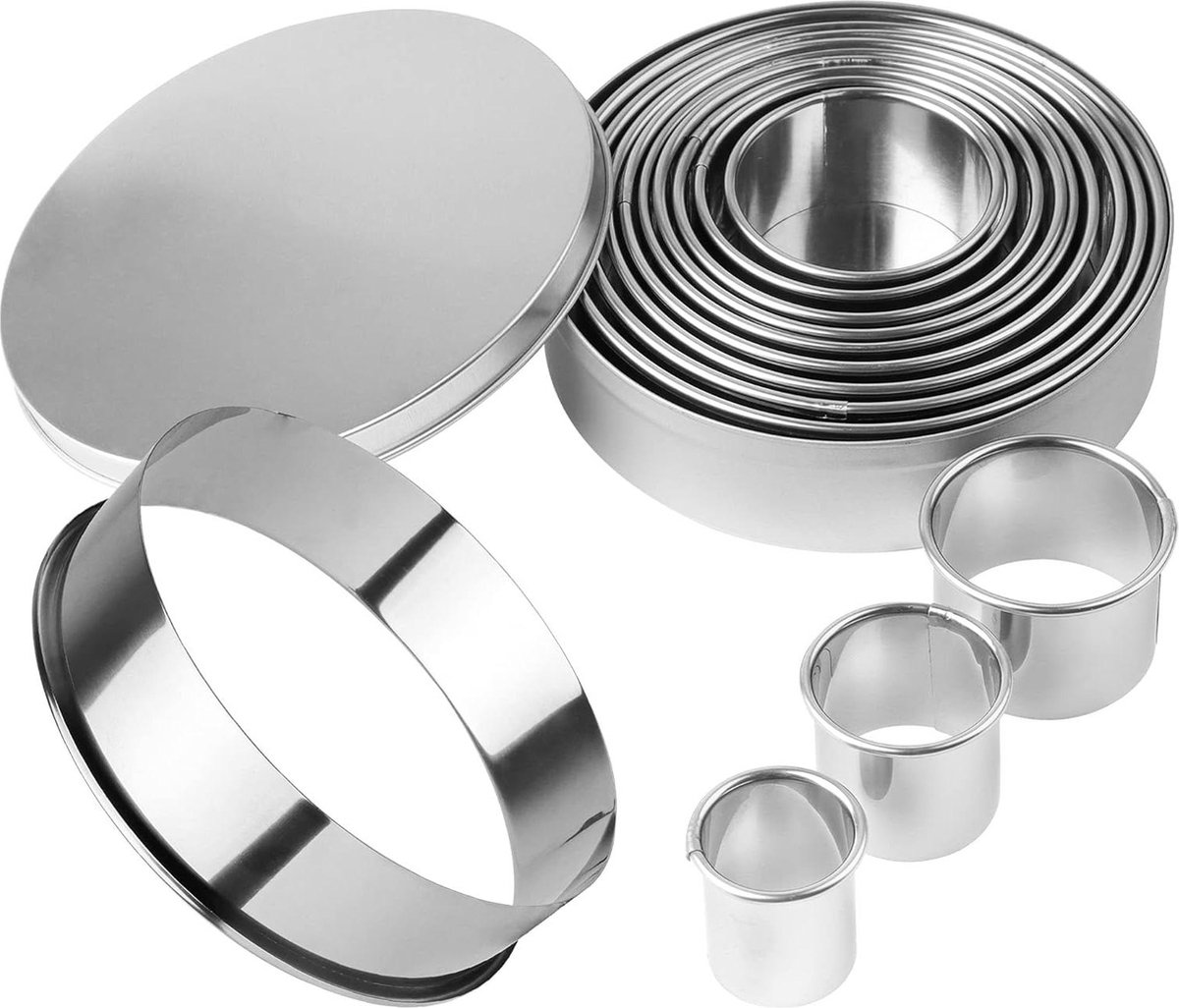 Mini Ronde Koekjessnijder Set 12 Stuks Roestvrij Staal Cirkel Ring Scone Cutter Voor Gebak Donut Fondant Bakken Taart DIY Taartsnijder