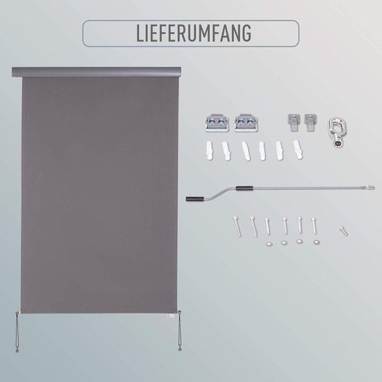 Paravent voor buiten, met beschermhoes, 140 x 300 cm, intrekbare luifel 1,40 x 3 m, intrekbare inkijkbescherming voor tuin, balkon, terras, zijmarkies verticaal antraciet Paravent voor buiten, met beschermhoes, 140 x 300 cm, intrekbare luifel 1,40 x 3 m, intrekbare inkijkbescherming voor tuin, balkon, terras, zijmarkies verticaal antraciet