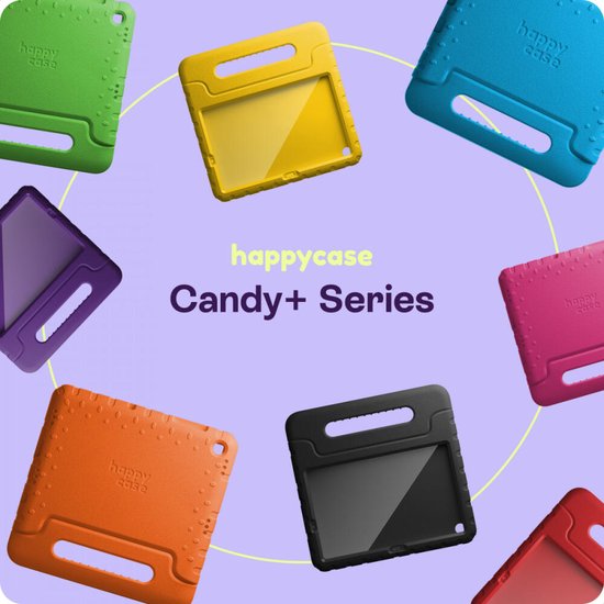 HappyCase Candy+ Housse Kinder adaptée au Samsung Galaxy Tab A9 | Étui pour tablette avec protecteur d'écran intégré | Adapté aux enfants | Housse de protection | Poignée et support | Couverture pour enfants | Noir