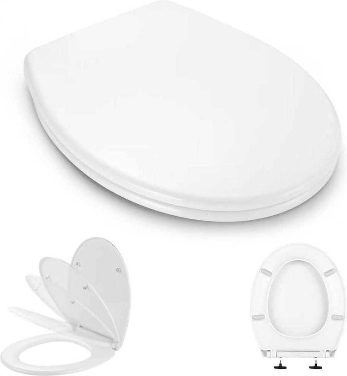 Witte Toiletbril met Softclosemechanisme en Snelspanfunctie - Gemaakt van Antimicrobieel PP-materiaal en Roestvrij Staal