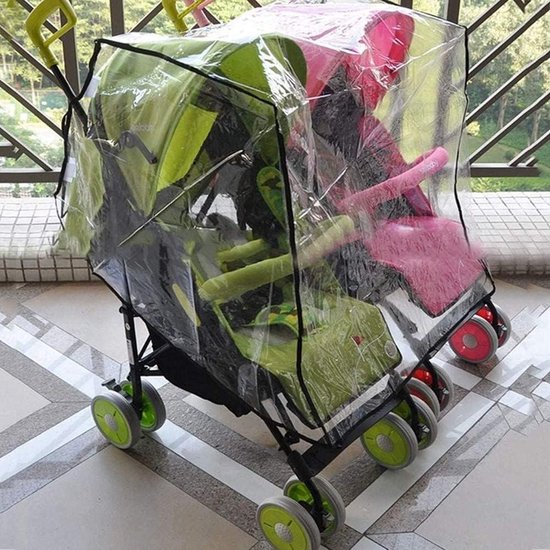 Housse De Pluie Transparente Pour Poussette/chariot - Universelle, Protection Contre Pluie Et Vent - Avec Fermetures éclair Latérales - 3