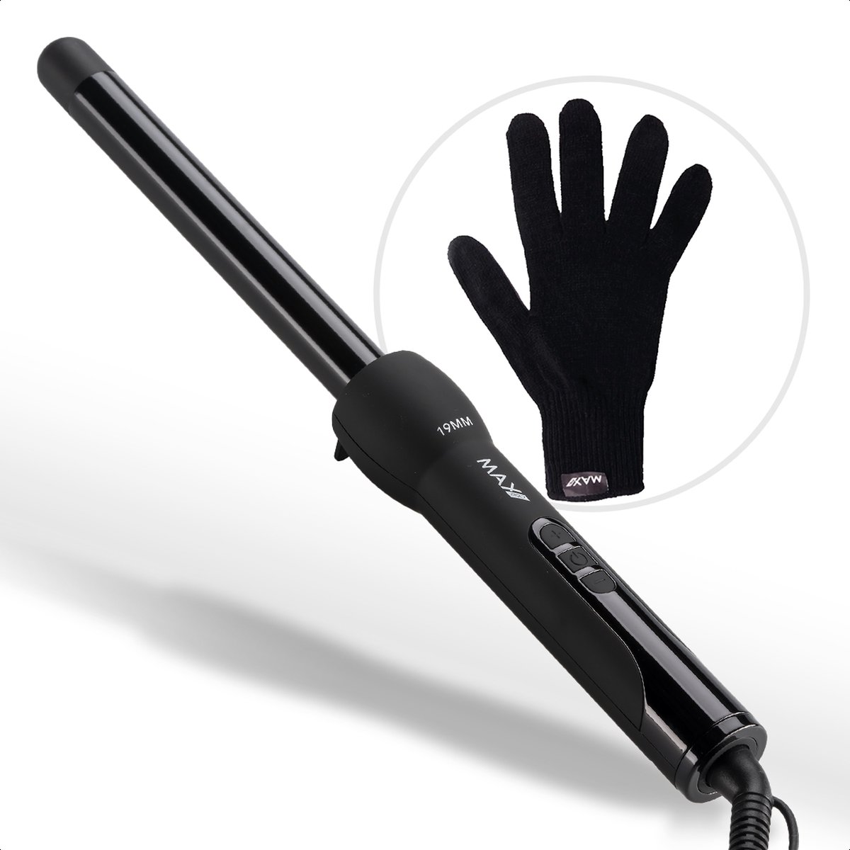 Max Pro Twist 19mm Krultang - Voor Kort en Lang Haar - Curling wand - Zonder Klem - Curler - Met Handschoen - Krultangen thumbnail 6