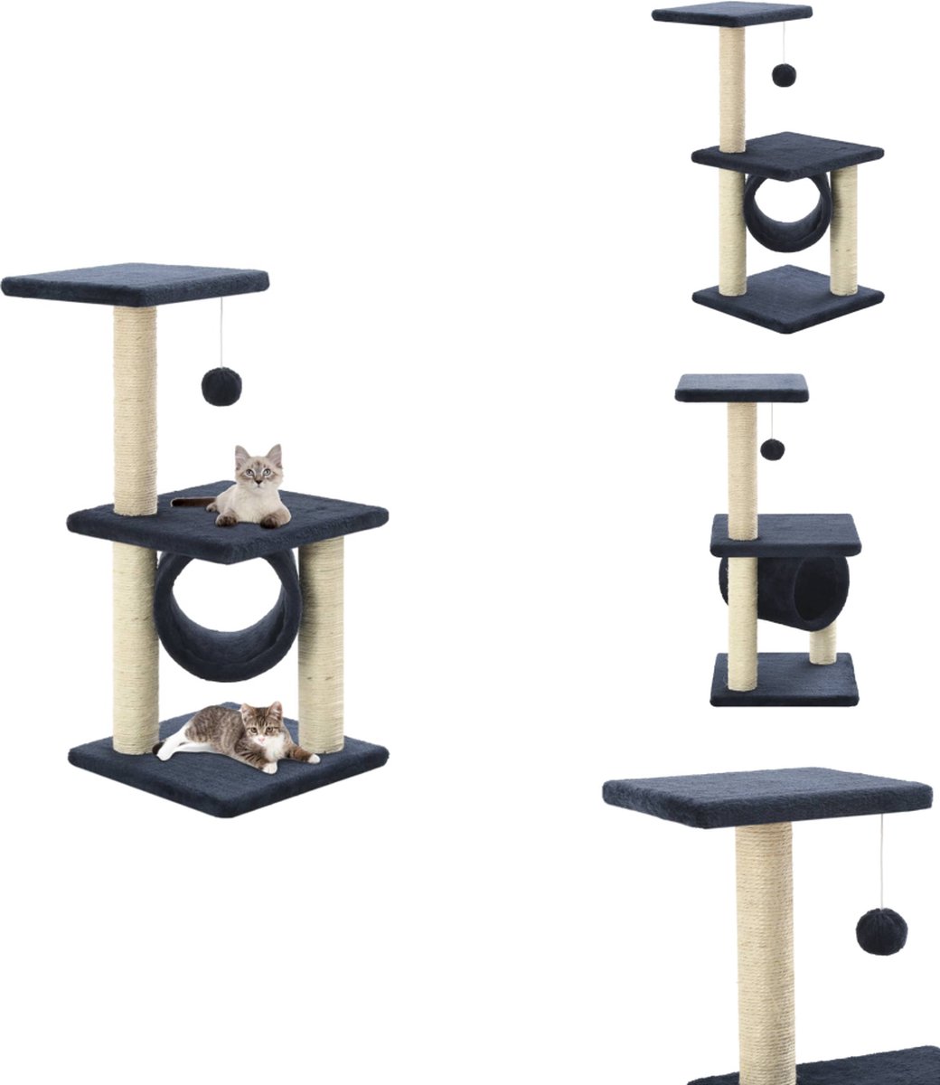 vidaXL Kattenmeubel – Kattenmeubels – Kattenmeubelen – Kattenmeubilair – Kattenkrabpaal met sisal krabpalen 65 cm donkerblauw