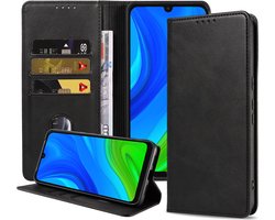 Smartphonica Telefoonhoesje geschikt voor Huawei P Smart (2020) kunstleren Hoesje met Magnetische sluiting en Pasjeshouders Book Case met Klepje - Zwart geschikt voor Huawei P Smart (2020)