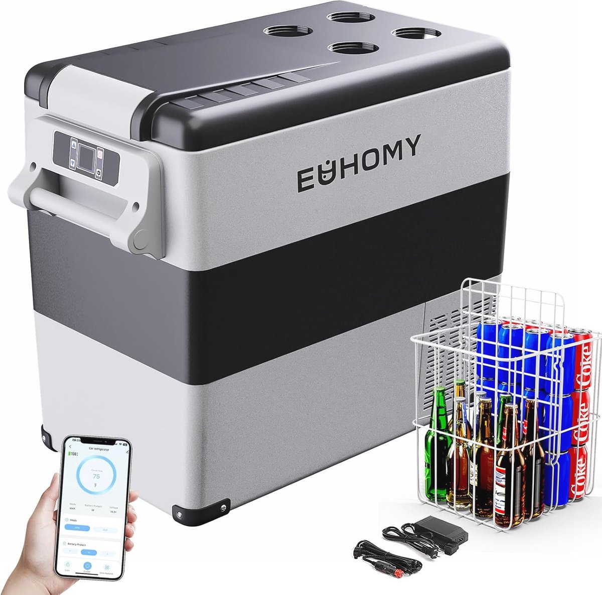 Draagbare Koelbox 55 Liter met 12/24 V DC en 240 V AC - Ideaal voor Auto, Camper, Camping en Outdoor Gebruik