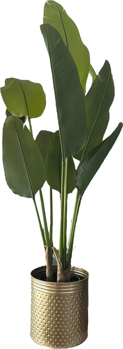 HEM Strelitzia Kunstplant - Strelitzia Nicolai Kunstplant - Paradijsvogelplant 120 cm - Net echte Kunstplant - Groene Kunstplanten - Nep planten voor binnen - Kamer Decoratie - Nepplanten Kunst plant