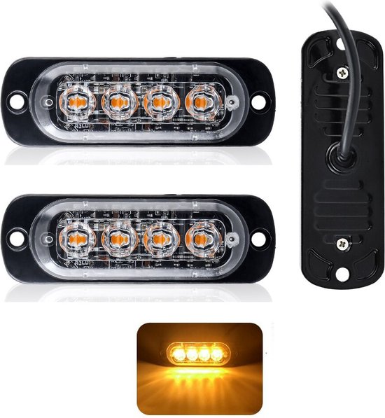 Foto: Vctparts grill stroboscoop flitsers oranje geel led zwaailichten set grillflitsers bumperflitsers 