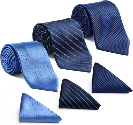 HISDERN 3 stuks herenstropdas klassieke elegante stropdassen en pochet zijden stropdas set bruiloftsfeest stropdas - meerdere sets, Z-tb3-01, Eén maat HISDERN 3 stuks herenstropdas klassieke elegante stropdassen en pochet zijden stropdas set bruiloftsfeest stropdas - meerdere sets, Z-tb3-01, Eén maat