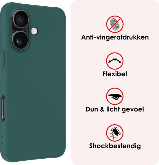 Coque adaptée pour iPhone 16 Plus , coque arrière en Siliconen , vert foncé, lot de 2