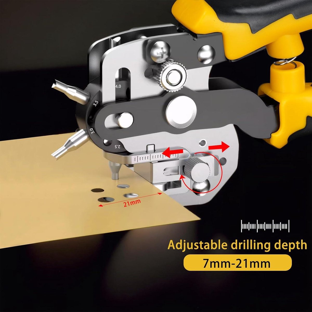 WORKPRO Desktop lederen perforator, heavy duty riemperforator voor leer met 6 multi-size gaten voor riem, horlogebanden, halsbanden, tassen, schoenen, doe-het-zelf thuis of ambacht