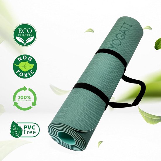 Antislip sportmat met draagriem - gymnastiekmat voor yoga pilates fitness - mannen vrouwen - trainingsmat yoga - grijs Yoga mat van Proworks — afbeelding 2